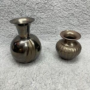 Brass Bronze Vases Vintage Hollywood Regency Vessels Qty 2, 5" and‎ 3"
